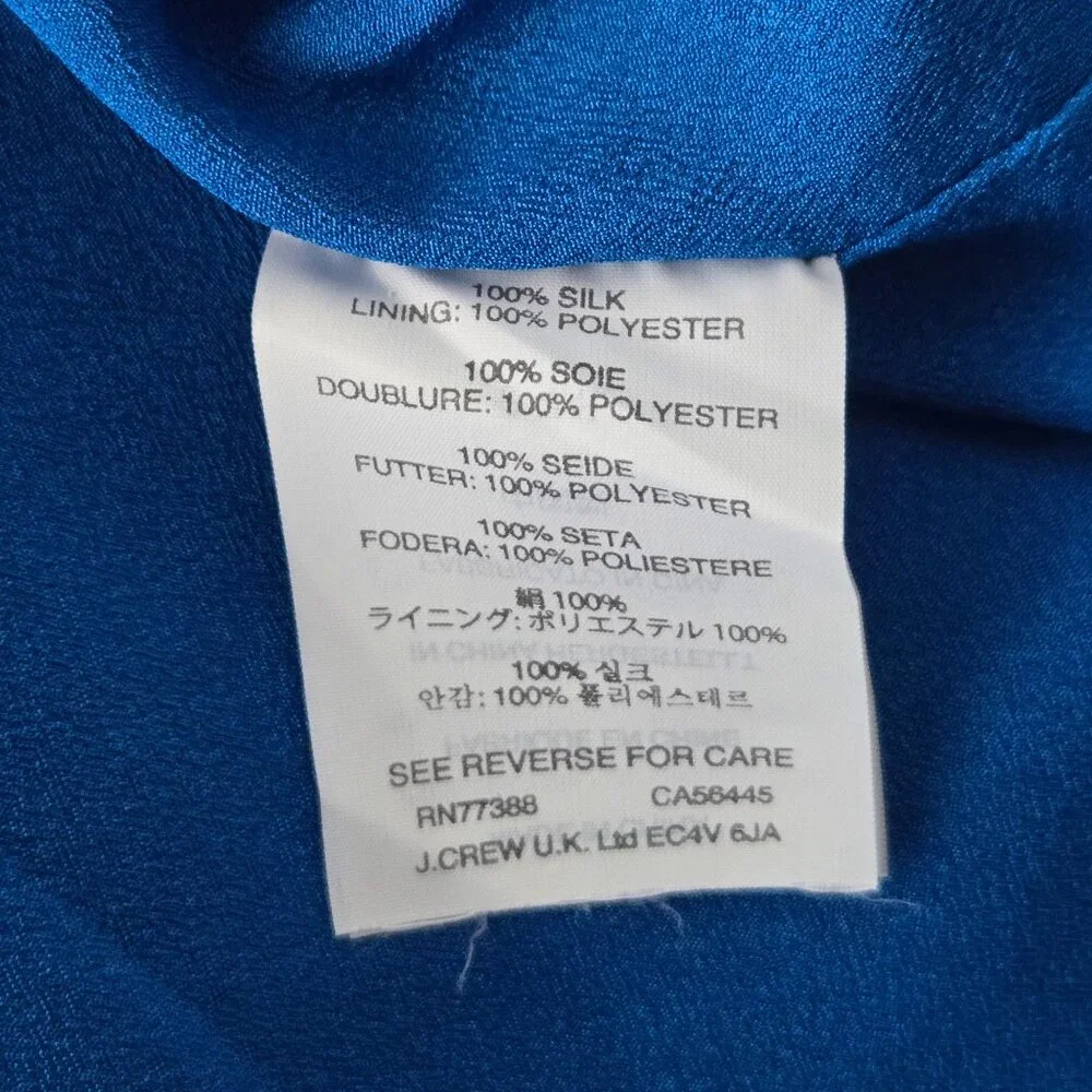 J. Crew Dress Sz 8 Silk Blue Floral Babydoll Boho Cottage Knee Length Sleeveless - Picture 10 of 13